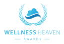 Blue Wellness Heaven Awards logo with a cloud, wave and laurel wreath