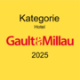 Grafica gialla con la scritta Categoria Hotel, Gault&Millau 2025